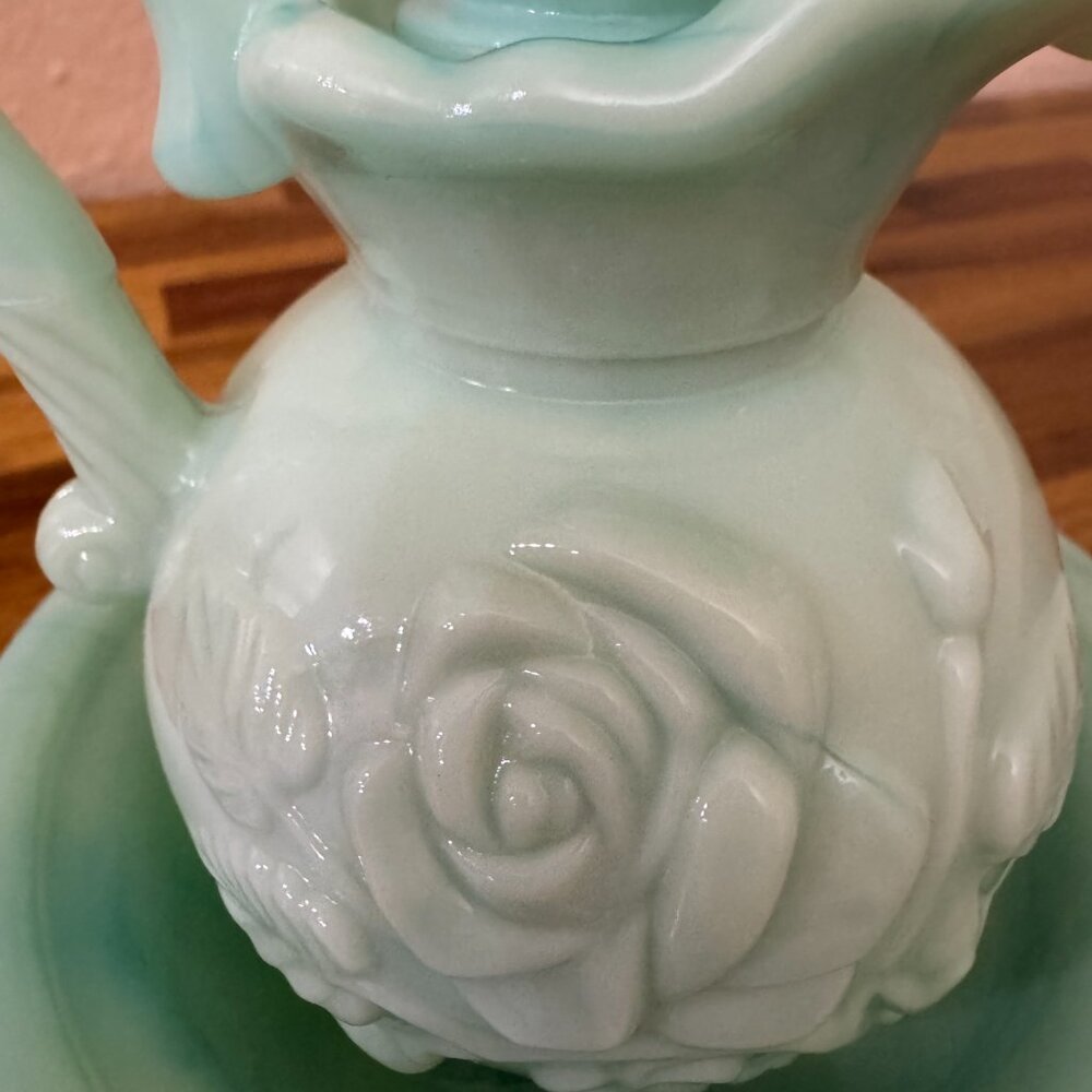 Vintage Avon Aqua/Green Mini Pitcher and Bowl Set - Picture 3 of 12
